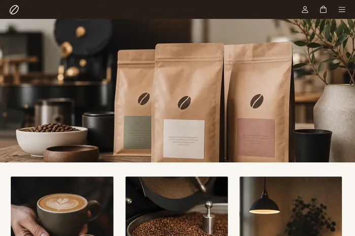 Coffee roaster concept, Ecommerce · Homepage
