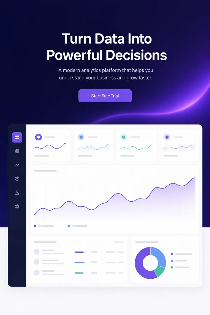 Analytics platform concept, SaaS · Landing page